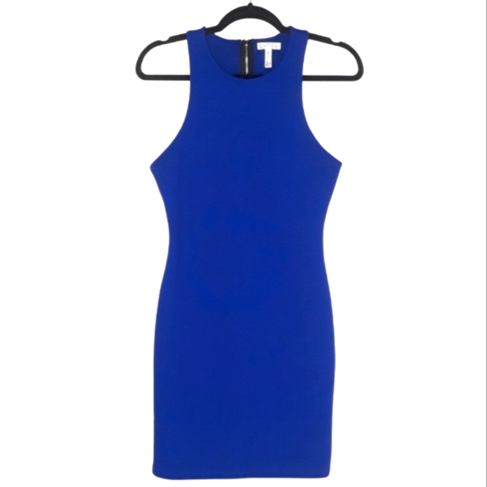 LEITH Pebbled Texture Royal Blue Midi Bodycon Sleeveless Dress Medium